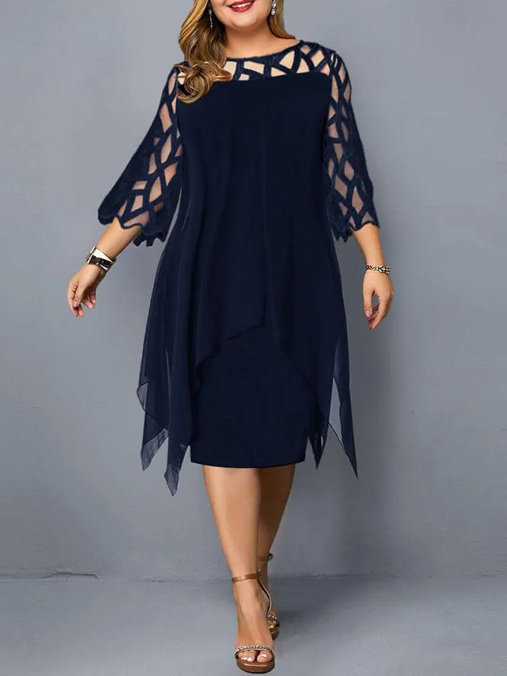 Elegent midi party dress for plus size women.