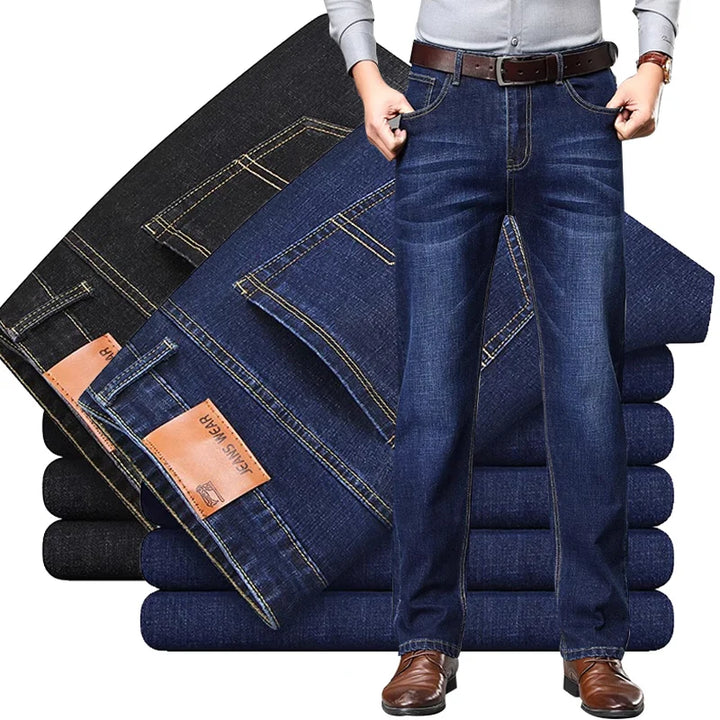 Thin Pants, Straight Blue Jeans, Slim Casual Work Pants Without Elasticity